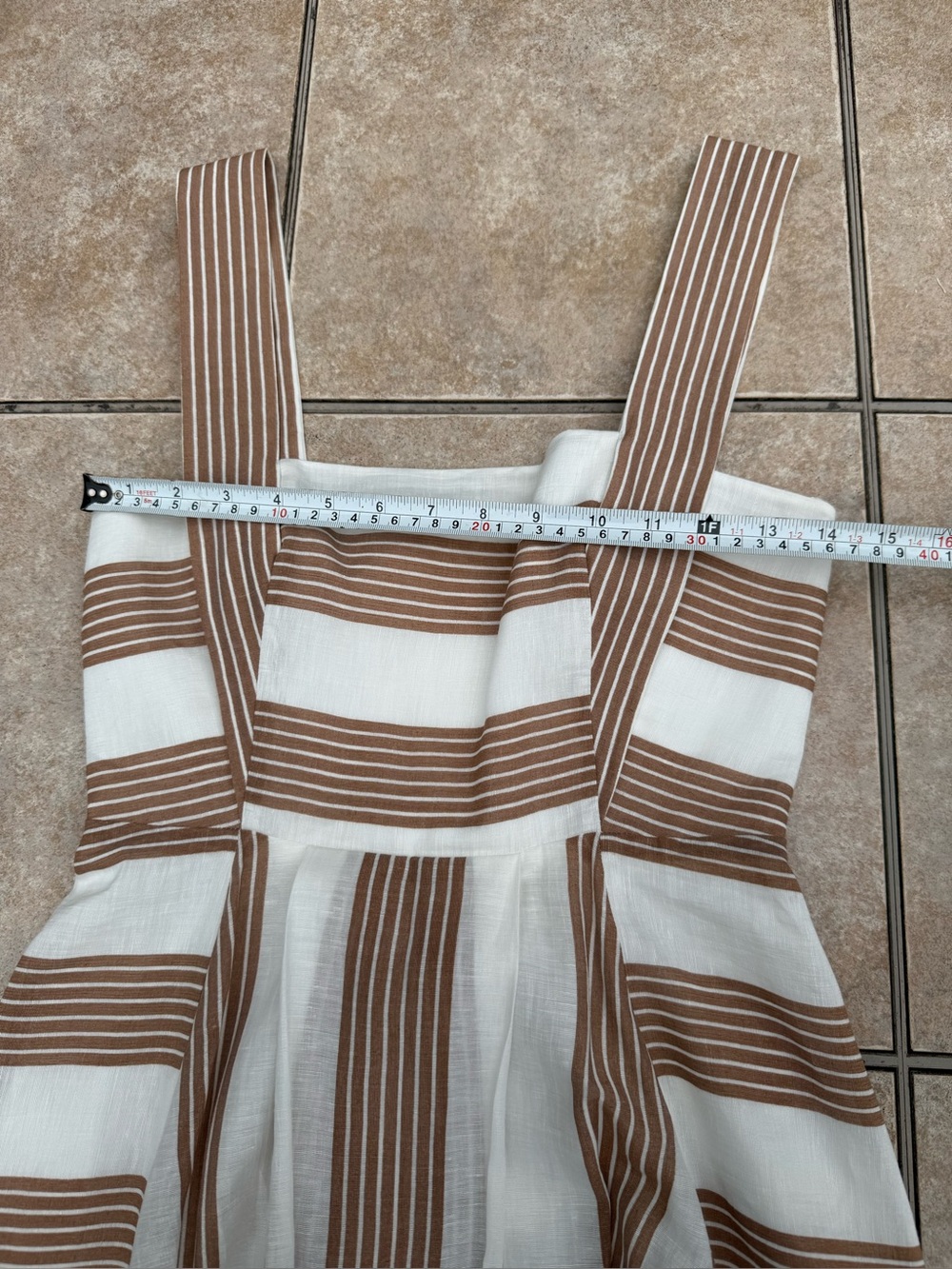 ANTONIO MELANI Cream and Tan Striped Maxi Sundress - Picture 13 of 14